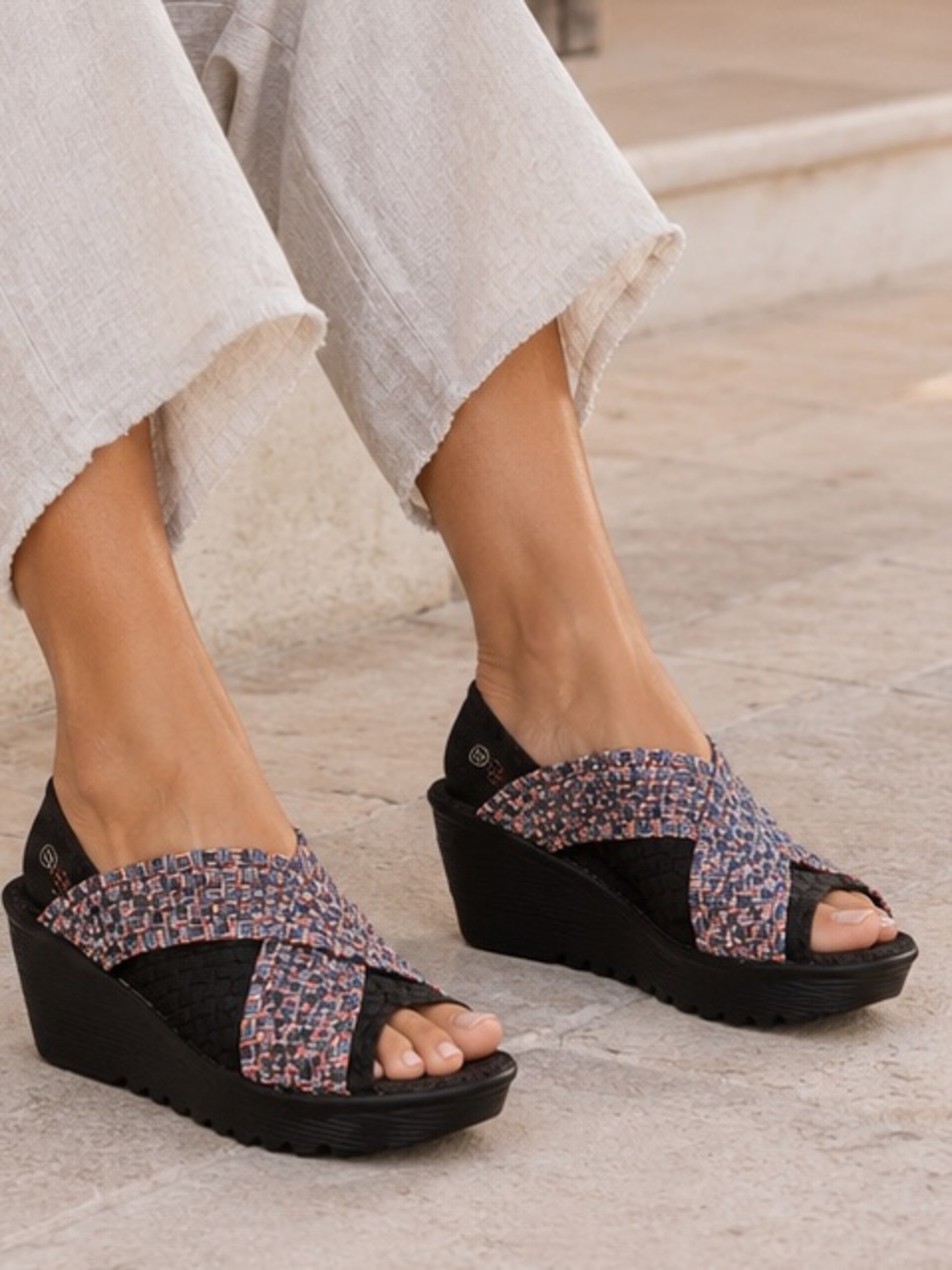 Bernie Mev Bernadette Basket Weave Platform Wedge Sandals EU 38 US 7.5-8 NWT